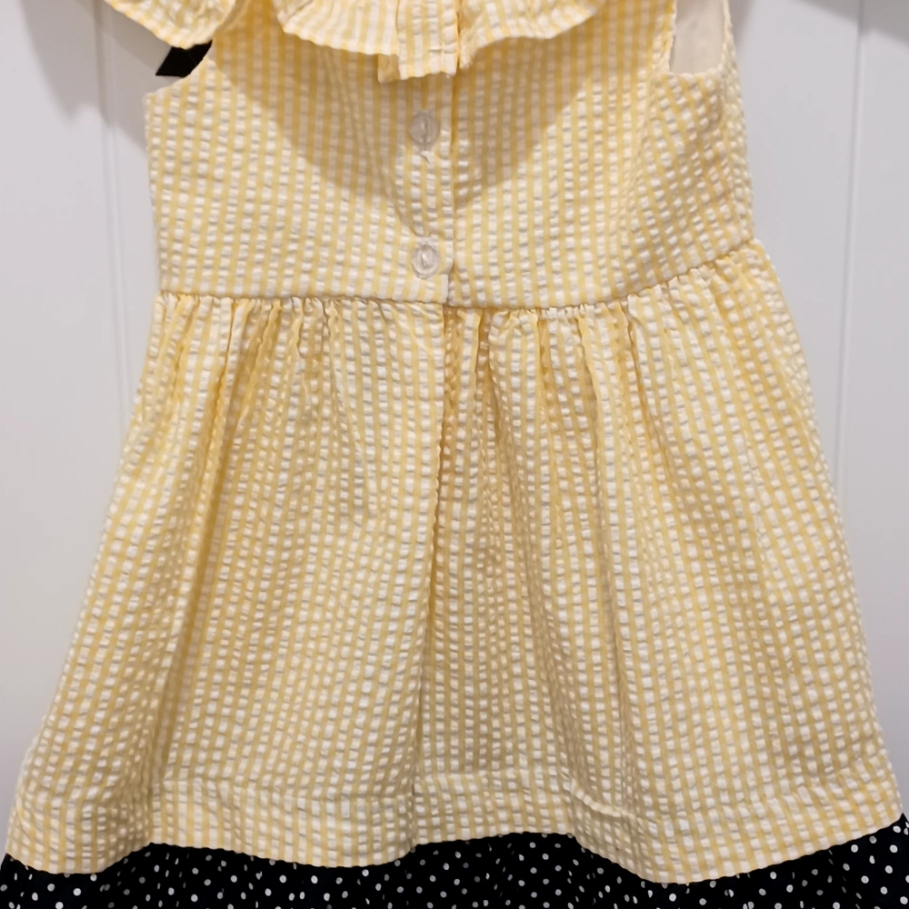 Counting Daisies Sz 2 Seersucker Toddler Sleeveless Dress, Ruffled Collar. #0045 - Picture 7 of 12